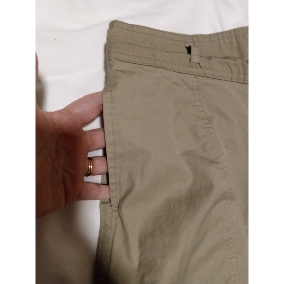 Basic Editions Khaki Cotton Midi Skirt Size 12 Tan A-Line Elastic Back Waist - Picture 10 of 13